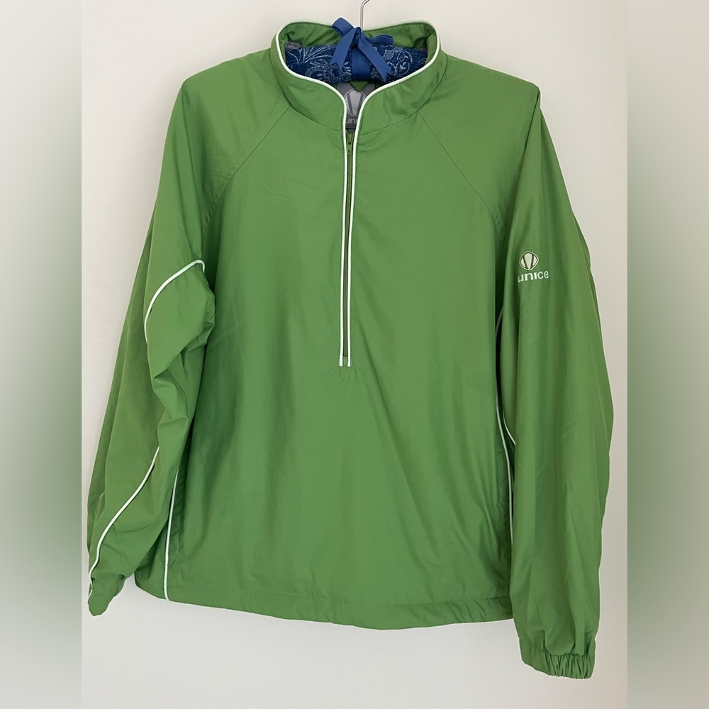 SUNICE  Weather Resistant Green Windbreaker Jacket 3/4 Zip Golf Rainwear Size M